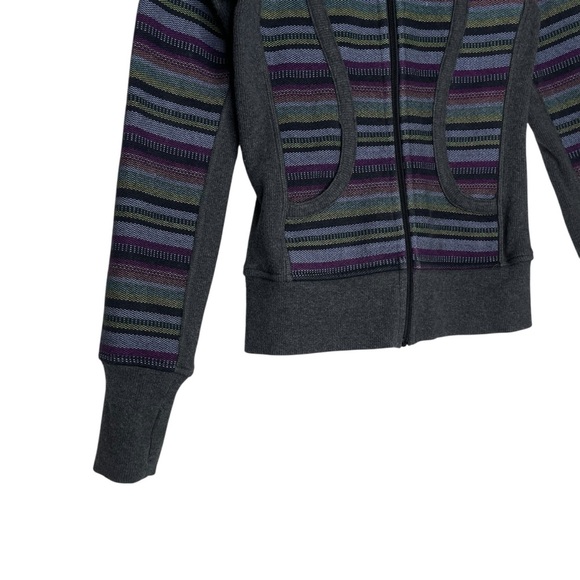 Lululemon Athletica Scuba Hoodie Poncho Stripe Long Sleeve Zip Up Size 2 - Picture 3 of 8